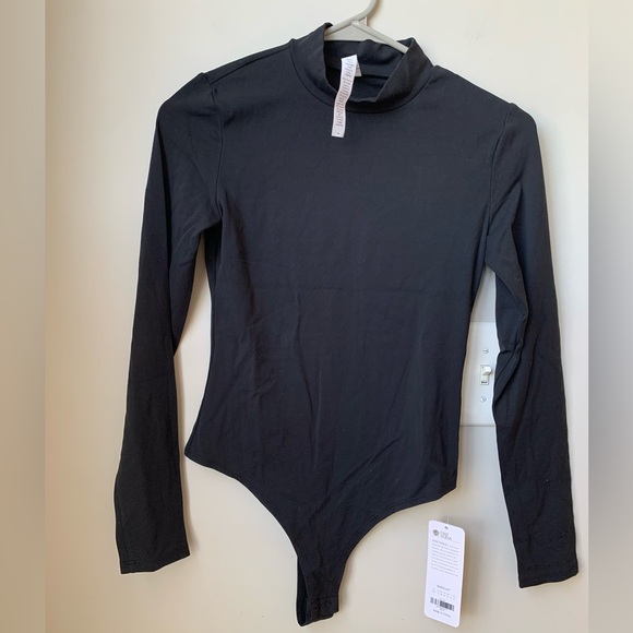 CRZ YOGA Women’s Black Mock Neck Long Sleeve Bodysuit - Picture 1 of 6